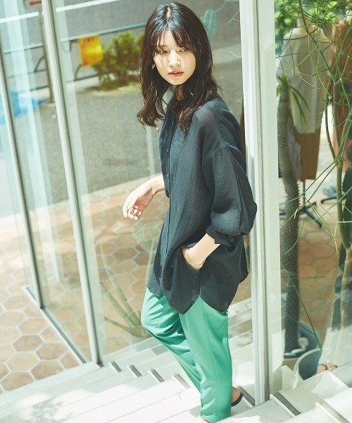 abahouse mavie（アバハウスマヴィ）の「【EC先行販売】ヴィンテージシアーボイルボサムシャツ（シャツ/ブラウス・レディース・ダークオレンジ/ブラック/ベージュ/ダークグリーン・フリー）」の9枚目の写真