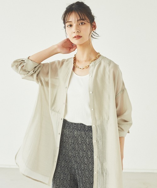 abahouse mavie（アバハウスマヴィ）の「【EC先行販売】ヴィンテージシアーボイルボサムシャツ（シャツ/ブラウス・レディース・ダークオレンジ/ブラック/ベージュ/ダークグリーン・フリー）」の13枚目の写真