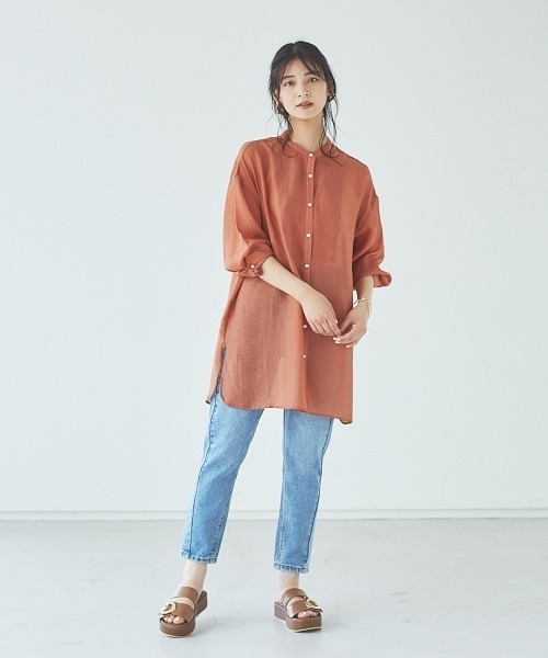 abahouse mavie（アバハウスマヴィ）の「【EC先行販売】ヴィンテージシアーボイルボサムシャツ（シャツ/ブラウス・レディース・ダークオレンジ/ブラック/ベージュ/ダークグリーン・フリー）」の16枚目の写真