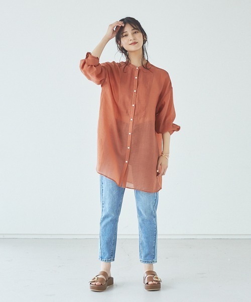 abahouse mavie（アバハウスマヴィ）の「【EC先行販売】ヴィンテージシアーボイルボサムシャツ（シャツ/ブラウス・レディース・ダークオレンジ/ブラック/ベージュ/ダークグリーン・フリー）」の17枚目の写真