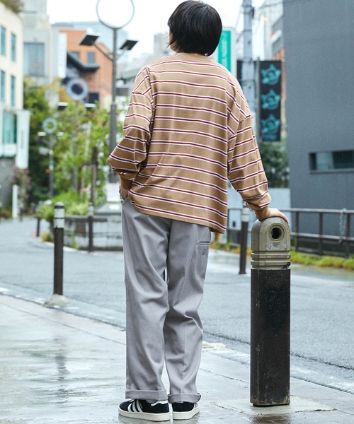 U.S. POLO ASSN.（ユーエスポロアッスン）の「U.S. POLO ASSN. /ユーエスポロアッスン 別注ワンポイント刺繍 ビッグシルエット リンガーネックマルチボーダー 長袖カットソー（Tシャツ/カットソー・メンズ・ホワイト/ダークグリーン/ベージュ/ネイビー/ピンク/ホワイト×ブラック/ブラック×ホワイト/ブルー/ブラック系その他/ホワイト系/ブラック/ブラウン・M/L）」の18枚目の写真