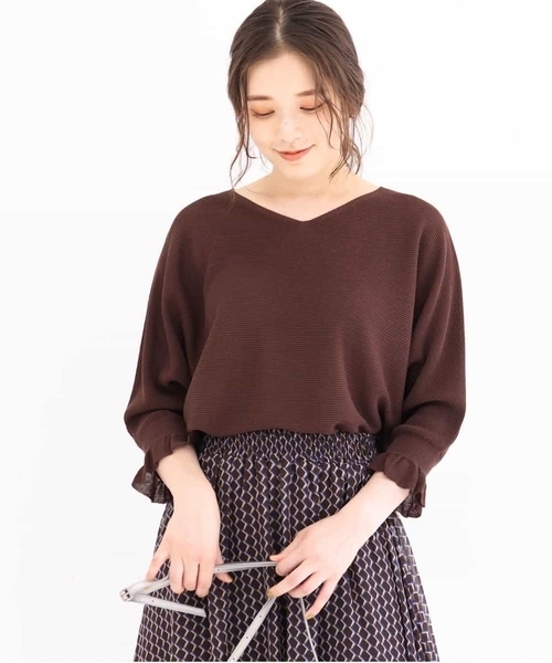 MK MICHEL KLEIN（エムケーミッシェルクラン）の「【洗える】ドルマンスリーブニット（ニット/セーター・レディース・ブラウン/レッド/オレンジ・38）」の2枚目の写真