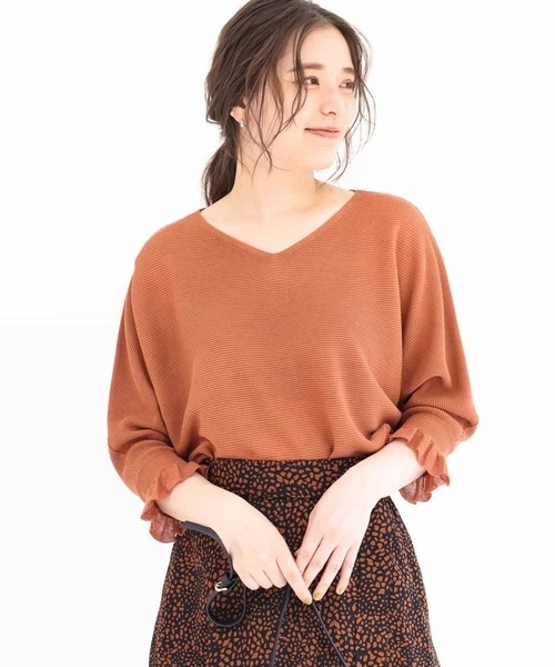 MK MICHEL KLEIN（エムケーミッシェルクラン）の「【洗える】ドルマンスリーブニット（ニット/セーター・レディース・ブラウン/レッド/オレンジ・38）」の3枚目の写真