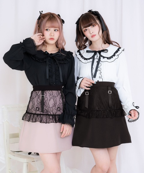 DearMyLove(ディアマイラブ)の「レースフリルガーター台形スカート(スカート・レディース・ピンク/グレー/ブラック・MEDIUM/LARGE/X-LARGE/XX-LARGE)」の5枚目の写真