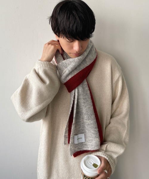 SENSION(センション)の「hairy knit muffler(マフラー・メンズ・テラコッタ/ライトグリーン/アッシュグレー・FREE)」の1枚目の写真