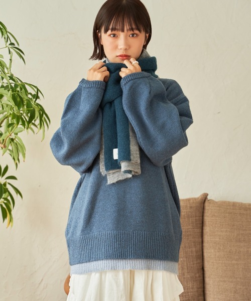 SENSION(センション)の「hairy knit muffler(マフラー・メンズ・テラコッタ/ライトグリーン/アッシュグレー・FREE)」の2枚目の写真