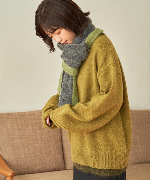 SENSION(センション)の「hairy knit muffler(マフラー・メンズ・テラコッタ/ライトグリーン/アッシュグレー・FREE)」の4枚目の写真