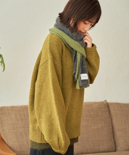 SENSION(センション)の「hairy knit muffler(マフラー・メンズ・テラコッタ/ライトグリーン/アッシュグレー・FREE)」の7枚目の写真