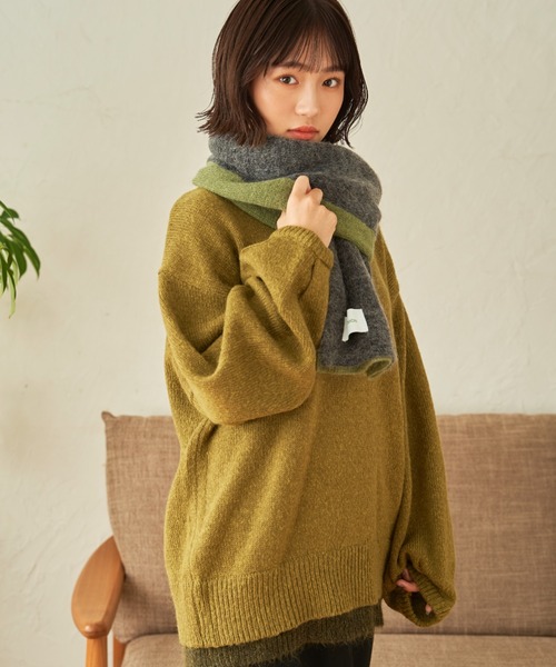SENSION(センション)の「hairy knit muffler(マフラー・メンズ・テラコッタ/ライトグリーン/アッシュグレー・FREE)」の6枚目の写真