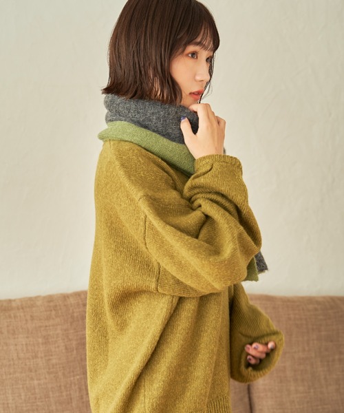 SENSION(センション)の「hairy knit muffler(マフラー・メンズ・テラコッタ/ライトグリーン/アッシュグレー・FREE)」の5枚目の写真