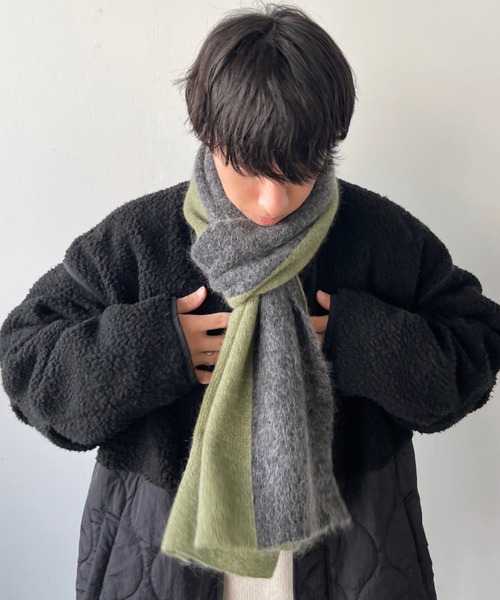 SENSION(センション)の「hairy knit muffler(マフラー・メンズ・テラコッタ/ライトグリーン/アッシュグレー・FREE)」の18枚目の写真