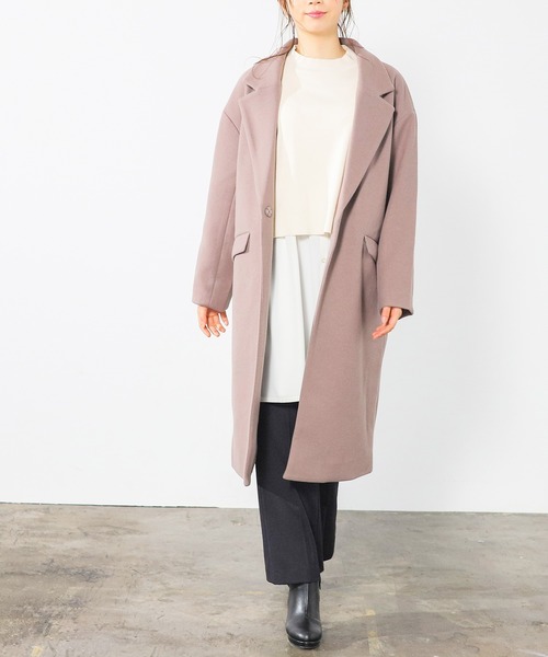 Honeys（ハニーズ）の「ゆるチェスターコート（チェスターコート・レディース・ベージュ/ダークグリーン/モカ/アイボリー/ブラック・S/L/M）」の3枚目の写真