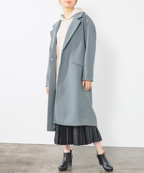 Honeys（ハニーズ）の「ゆるチェスターコート（チェスターコート・レディース・ベージュ/ダークグリーン/モカ/アイボリー/ブラック・S/L/M）」の5枚目の写真