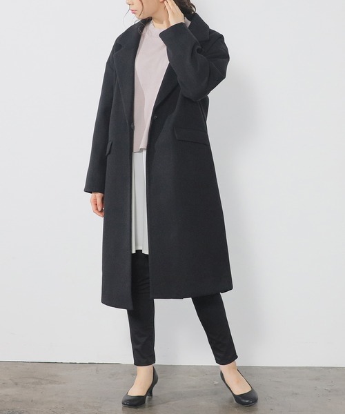 Honeys（ハニーズ）の「ゆるチェスターコート（チェスターコート・レディース・ベージュ/ダークグリーン/モカ/アイボリー/ブラック・S/L/M）」の12枚目の写真