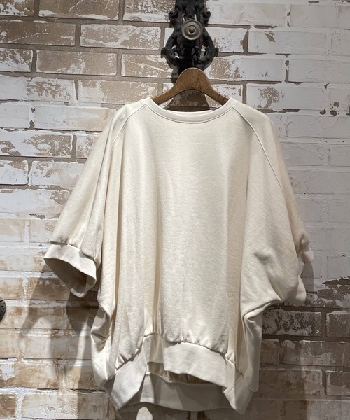 BEARDSLEY（ビアズリー）の「裏毛ドルマンカットソー（Tシャツ/カットソー・レディース・モスグリーン/アイボリー・FREE）」の9枚目の写真