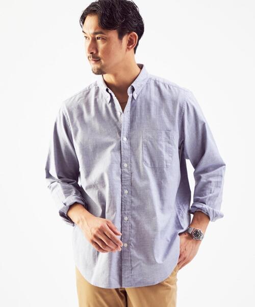 green label relaxing（グリーンレーベルリラクシング）の「ナチュラルフィットビエラ ボタンダウン 長袖 シャツ OVLG（シャツ/ブラウス・メンズ・ホワイト/ダークグリーン/ベージュ/ネイビー/ライラック・S/M/L/XL/XS/2XL）」の5枚目の写真