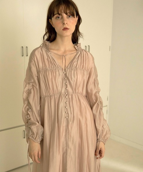 mangata(モンガータ)の「Sheer gather onepiece(ワンピース・レディース・ベージュ/ピンクベージュ・FREE)」の15枚目の写真