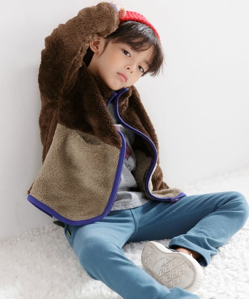 Bee des Bee（ビーデスビー）の「ボアジャケット（その他アウター・キッズ・ブラック/ダークブラウン/グレー/カーキ/アイボリー/ミント/ラベンダー/チャコール/ネイビー/ピンク/ライトピンク/ホワイト系その他・100cm/130cm/140cm/110cm/150cm/120cm）」の7枚目の写真