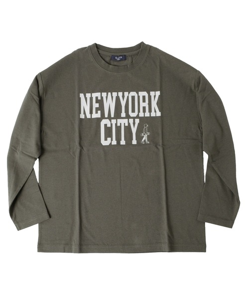 GLAZOS（グラソス）の「天竺・ドロップショルダーCITYロゴモチーフ長袖Tシャツ（Tシャツ/カットソー・キッズ・ベージュ/チャコールグレー/ブルー・170cm/150cm/160cm/130cm/140cm）」の2枚目の写真