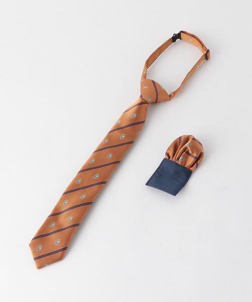 green label relaxing(グリーンレーベルリラクシング)の「■GLR ネクタイチーフセット / クレスト M(ネクタイ・キッズ・オレンジ/ライトブルー/ワインレッド/レッド・M)」の4枚目の写真