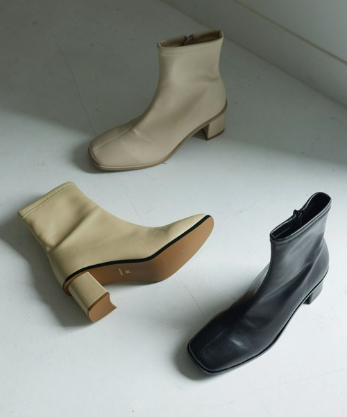 Fabby fabby（ファビィーファビィー）の「ストレッチアンクルショートブーツ（ブーツ・レディース・ベージュ/アイボリー/ブラック/オフホワイト・LARGE/MEDIUM/SMALL）」の13枚目の写真