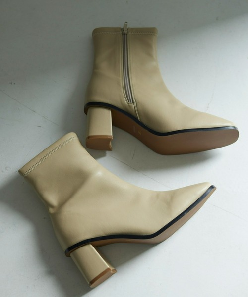 Fabby fabby（ファビィーファビィー）の「ストレッチアンクルショートブーツ（ブーツ・レディース・ベージュ/アイボリー/ブラック/オフホワイト・LARGE/MEDIUM/SMALL）」の11枚目の写真