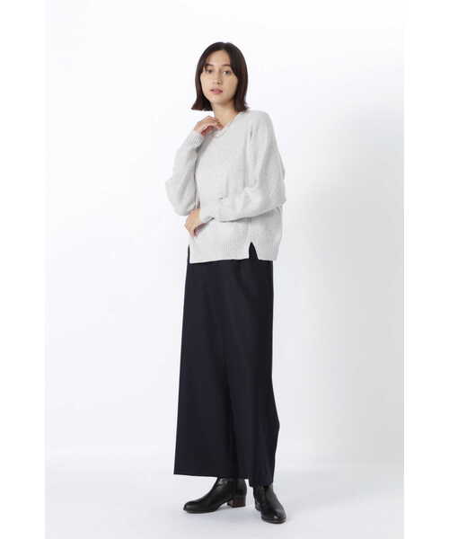 human woman（ヒューマンウーマン）の「◆ミドルゲージ編地コンビプルオーバーニット（ニット/セーター・レディース・ブルー/ブラウン/グレー・MEDIUM）」の5枚目の写真