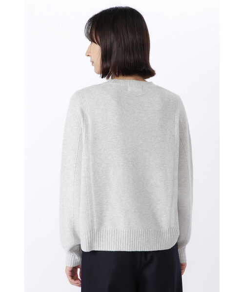 human woman（ヒューマンウーマン）の「◆ミドルゲージ編地コンビプルオーバーニット（ニット/セーター・レディース・ブルー/ブラウン/グレー・MEDIUM）」の7枚目の写真