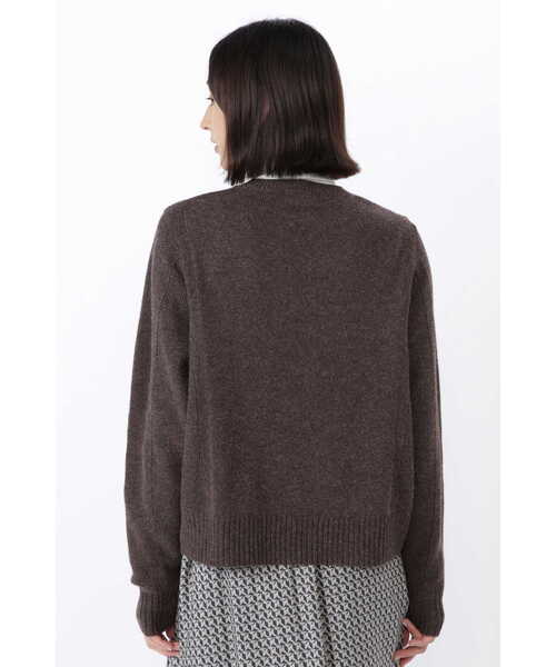 human woman（ヒューマンウーマン）の「◆ミドルゲージ編地コンビプルオーバーニット（ニット/セーター・レディース・ブルー/ブラウン/グレー・MEDIUM）」の11枚目の写真