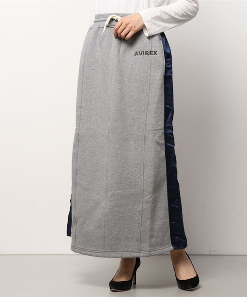 AVIREX（アヴィレックス）の「【WEB&DEPOT限定】スウェットコンビロングスカート/ SWEAT COMBI LONG SKIRT（スカート・レディース・ライトブルーグレー/ブラック系その他/ダークグリーン・FREE）」の19枚目の写真
