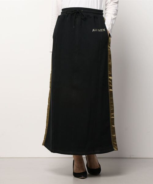 AVIREX（アヴィレックス）の「【WEB&DEPOT限定】スウェットコンビロングスカート/ SWEAT COMBI LONG SKIRT（スカート・レディース・ライトブルーグレー/ブラック系その他/ダークグリーン・FREE）」の18枚目の写真