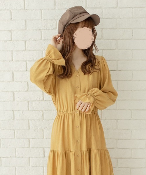 Mysa&Liina by yuririn（ミーサリーナバイユリリン）の「マイクロコールティアードワンピース（ワンピース・レディース・オフホワイト/ブラウン/マスタード・M）」の8枚目の写真