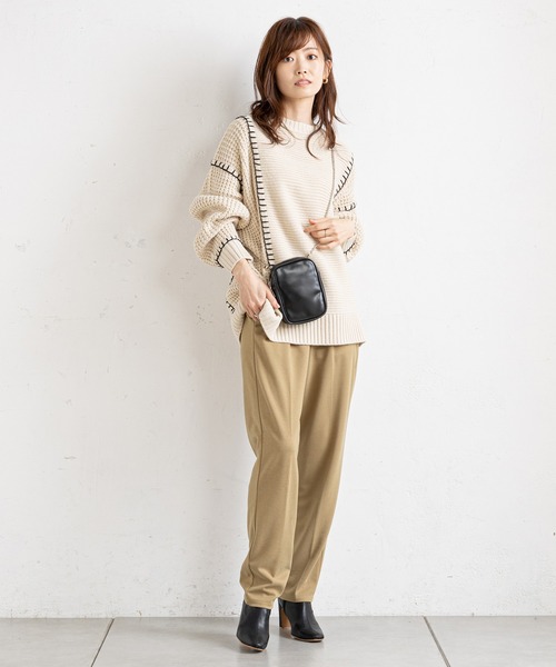 prose verse(プロズヴェール)の「配色ブランケットステッチニット(ニット/セーター・レディース・グリーン/アイボリー/ブラック/ベージュ・MEDIUM)」の10枚目の写真