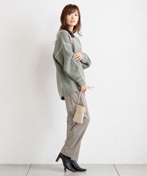 prose verse(プロズヴェール)の「配色ブランケットステッチニット(ニット/セーター・レディース・グリーン/アイボリー/ブラック/ベージュ・MEDIUM)」の19枚目の写真