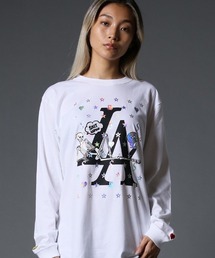 STUD MUFFIN | mlt3635-5.6ozコットン天竺 LA BONE&パッチ LS Tシャツ(Tシャツ/カットソー)