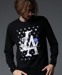 STUD MUFFIN | mlt3635-5.6ozコットン天竺 LA BONE&パッチ LS Tシャツ(Tシャツ/カットソー)