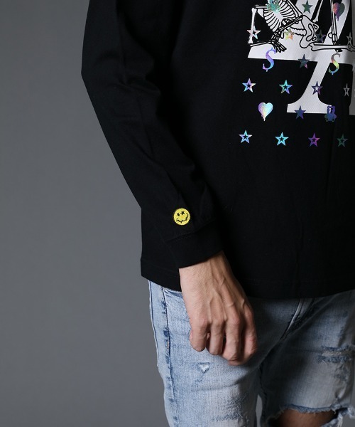 STUD MUFFIN（スタッドマフィン）の「mlt3635-5.6ozコットン天竺 LA BONE&パッチ LS Tシャツ（Tシャツ/カットソー・メンズ・ホワイト/ブラック・2/4/3）」の8枚目の写真