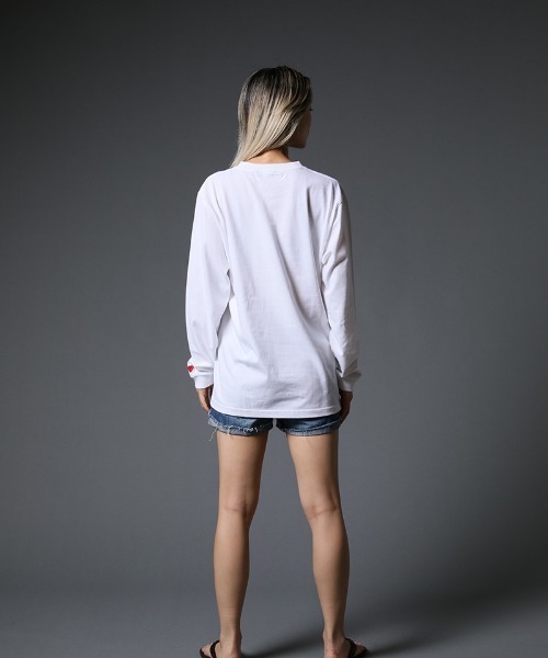 STUD MUFFIN（スタッドマフィン）の「mlt3635-5.6ozコットン天竺 LA BONE&パッチ LS Tシャツ（Tシャツ/カットソー・メンズ・ホワイト/ブラック・2/4/3）」の4枚目の写真