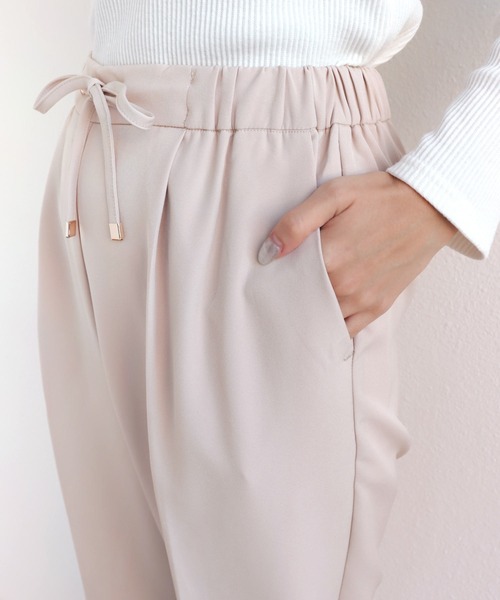 ストレッチドローストリングセンタープレステーパードパンツウエストゴム