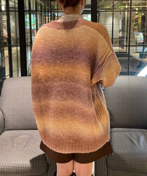 AS KNOW AS PINKY（アズノゥアズピンキー）の「だんだん染まりゆくニットカーディガン（カーディガン/ボレロ・レディース・ピンク系その他/オレンジ系その他/レインボー・FREE）」の5枚目の写真