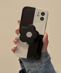フラワーグリップ モノトーン スマホケース iPhoneケース