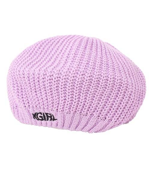 X-girl（エックスガール）の「RIB KNIT BERET（ハンチング/ベレー帽・レディース・ブラック/ベージュ/ライトパープル・ONE SIZE）」の5枚目の写真