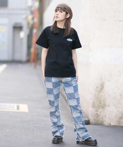 X-girl（エックスガール）の「RIB KNIT BERET（ハンチング/ベレー帽・レディース・ブラック/ベージュ/ライトパープル・ONE SIZE）」の6枚目の写真