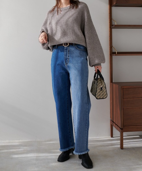 DISCOAT（ディスコート）の「デニム配色ストレートパンツ（デニムパンツ・レディース・ブラック/ブルー・MEDIUM/LARGE）」の16枚目の写真