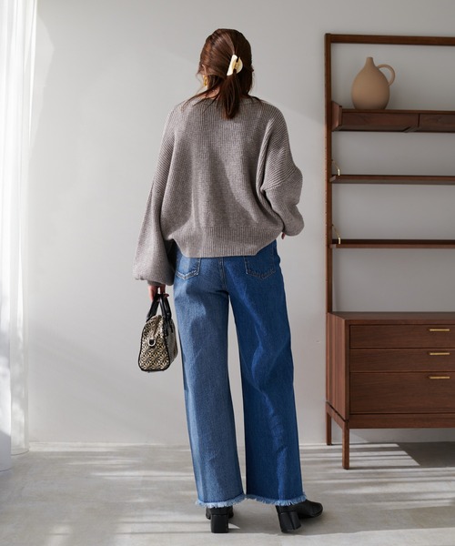 DISCOAT（ディスコート）の「デニム配色ストレートパンツ（デニムパンツ・レディース・ブラック/ブルー・MEDIUM/LARGE）」の6枚目の写真