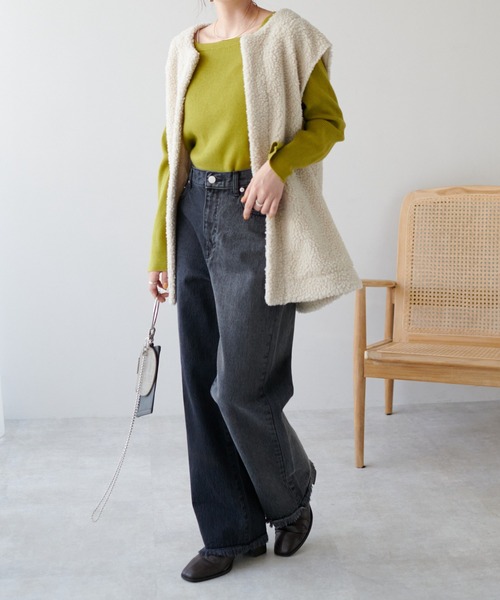 DISCOAT（ディスコート）の「デニム配色ストレートパンツ（デニムパンツ・レディース・ブラック/ブルー・MEDIUM/LARGE）」の9枚目の写真