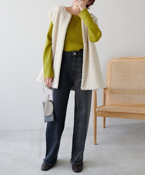 DISCOAT（ディスコート）の「デニム配色ストレートパンツ（デニムパンツ・レディース・ブラック/ブルー・MEDIUM/LARGE）」の19枚目の写真