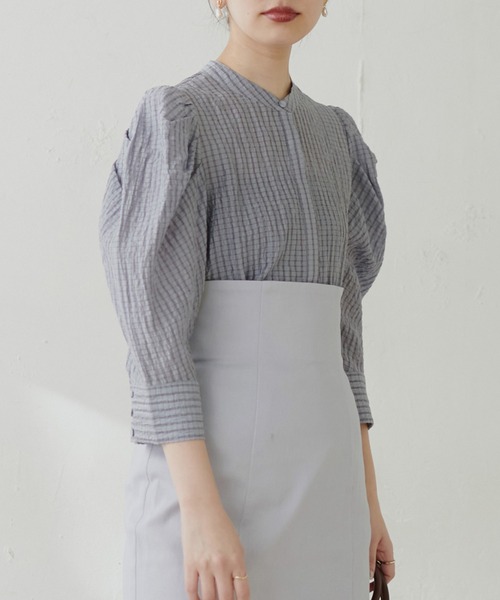 natural couture(ナチュラルクチュール)の「【WEB限定】スタンドカラーお上品ブラウス(シャツ/ブラウス・レディース・ブラック/アイボリー/ミント/その他1/その他2・FREE)」の5枚目の写真