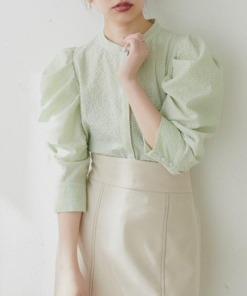 natural couture(ナチュラルクチュール)の「【WEB限定】スタンドカラーお上品ブラウス(シャツ/ブラウス・レディース・ブラック/アイボリー/ミント/その他1/その他2・FREE)」の4枚目の写真