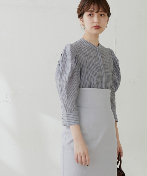 natural couture(ナチュラルクチュール)の「【WEB限定】スタンドカラーお上品ブラウス(シャツ/ブラウス・レディース・ブラック/アイボリー/ミント/その他1/その他2・FREE)」の8枚目の写真
